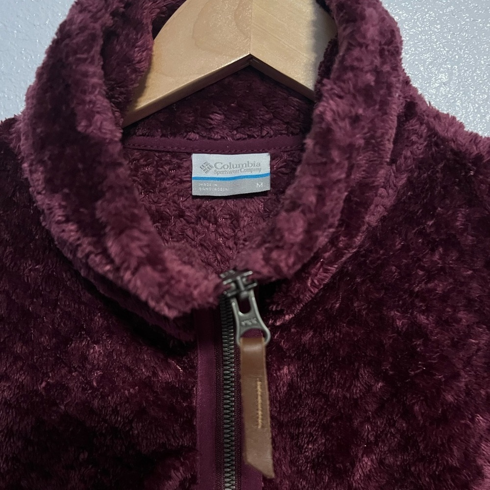 Columbia 1/2 Zip Fleece Pullover Burgundy Medium - Picture 4 of 8